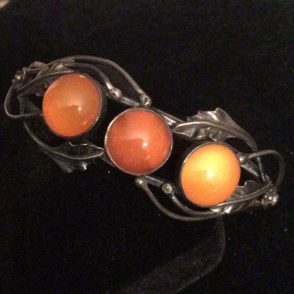 Antique Sterling Amber Bracelet